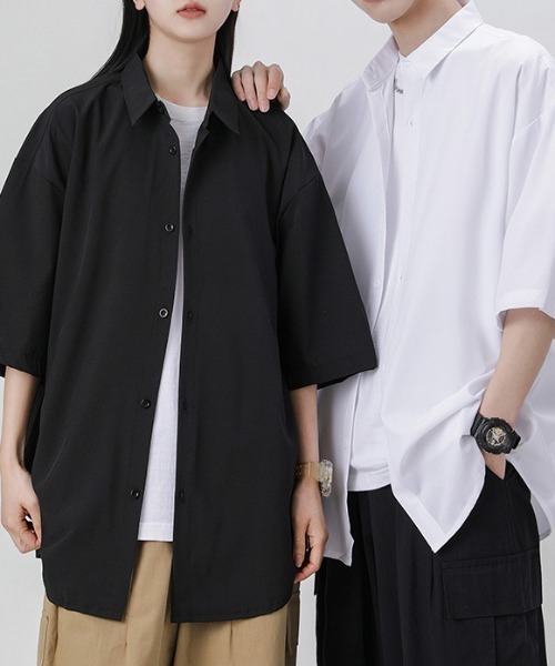 GENXDER(ノンジェンダー)の「【GENXDER】涼感オーバーサイズシャツ (SS)(シャツ/ブラウス・メンズ・ダークグレー/ホワイト/ブラック・X-LARGE/XX-LARGE/XXX-LARGE)」の15枚目の写真