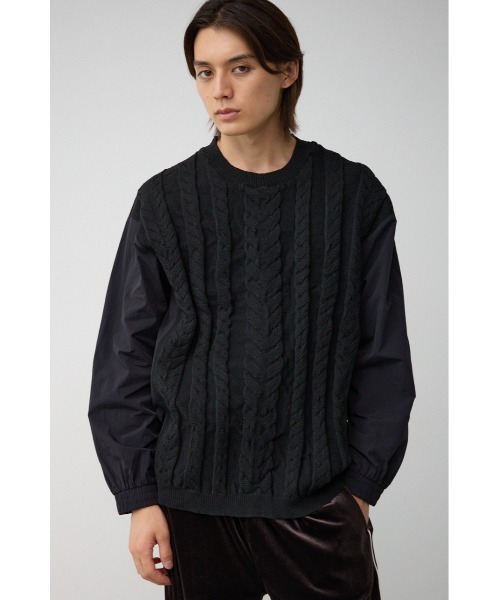AZUL by moussy（アズールバイマウジー）の「スウィッチングコンビネーションニット（ニット/セーター・メンズ・マジェンタ/ライトグレー/ブラック・FREE）」の4枚目の写真