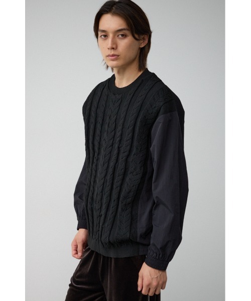 AZUL by moussy（アズールバイマウジー）の「スウィッチングコンビネーションニット（ニット/セーター・メンズ・マジェンタ/ライトグレー/ブラック・FREE）」の5枚目の写真