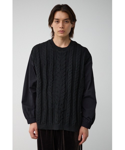 AZUL by moussy（アズールバイマウジー）の「スウィッチングコンビネーションニット（ニット/セーター・メンズ・マジェンタ/ライトグレー/ブラック・FREE）」の7枚目の写真