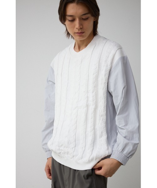 AZUL by moussy（アズールバイマウジー）の「スウィッチングコンビネーションニット（ニット/セーター・メンズ・マジェンタ/ライトグレー/ブラック・FREE）」の15枚目の写真