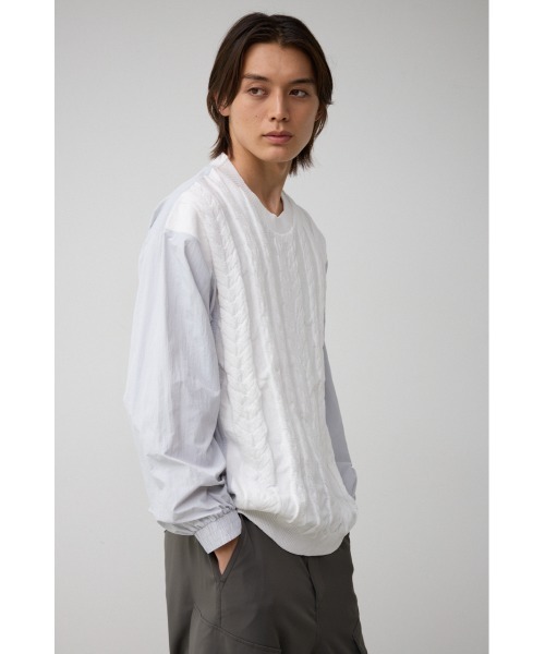 AZUL by moussy（アズールバイマウジー）の「スウィッチングコンビネーションニット（ニット/セーター・メンズ・マジェンタ/ライトグレー/ブラック・FREE）」の16枚目の写真