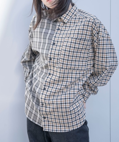 Nora Lily(ノラリリー)の「【Nora Lily】Crazy Pattern Shirt(UNISEX)(シャツ/ブラウス・メンズ・ブルー/グレー・FREE)」の3枚目の写真
