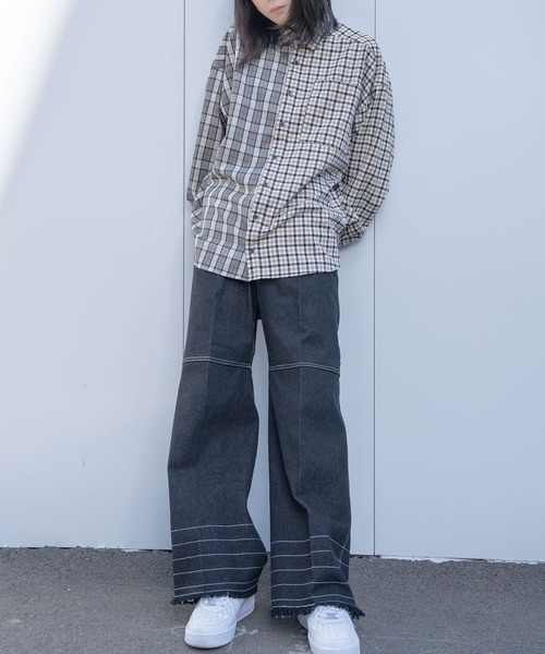 Nora Lily(ノラリリー)の「【Nora Lily】Crazy Pattern Shirt(UNISEX)(シャツ/ブラウス・メンズ・ブルー/グレー・FREE)」の4枚目の写真