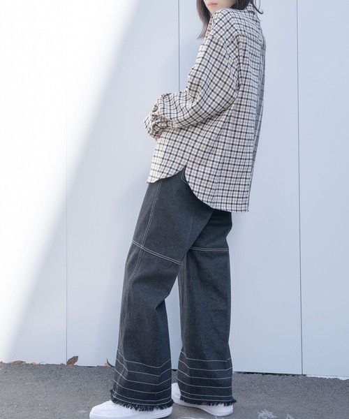 Nora Lily(ノラリリー)の「【Nora Lily】Crazy Pattern Shirt(UNISEX)(シャツ/ブラウス・メンズ・ブルー/グレー・FREE)」の5枚目の写真