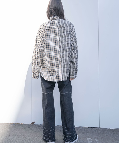 Nora Lily(ノラリリー)の「【Nora Lily】Crazy Pattern Shirt(UNISEX)(シャツ/ブラウス・メンズ・ブルー/グレー・FREE)」の6枚目の写真