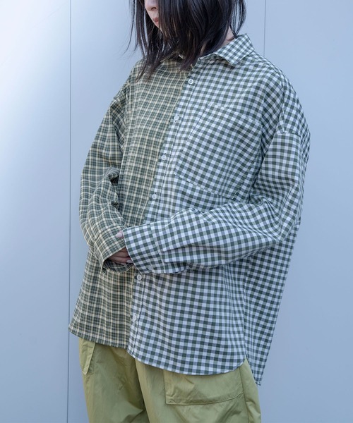 Nora Lily(ノラリリー)の「【Nora Lily】Crazy Pattern Shirt(UNISEX)(シャツ/ブラウス・メンズ・ブルー/グレー・FREE)」の7枚目の写真
