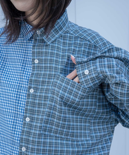 Nora Lily(ノラリリー)の「【Nora Lily】Crazy Pattern Shirt(UNISEX)(シャツ/ブラウス・メンズ・ブルー/グレー・FREE)」の12枚目の写真
