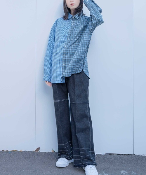 Nora Lily(ノラリリー)の「【Nora Lily】Crazy Pattern Shirt(UNISEX)(シャツ/ブラウス・メンズ・ブルー/グレー・FREE)」の11枚目の写真