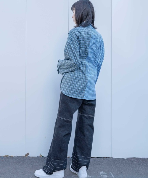 Nora Lily(ノラリリー)の「【Nora Lily】Crazy Pattern Shirt(UNISEX)(シャツ/ブラウス・メンズ・ブルー/グレー・FREE)」の10枚目の写真