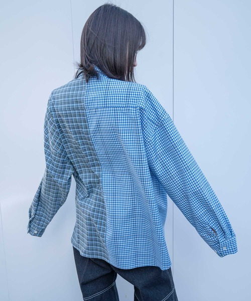 Nora Lily(ノラリリー)の「【Nora Lily】Crazy Pattern Shirt(UNISEX)(シャツ/ブラウス・メンズ・ブルー/グレー・FREE)」の8枚目の写真