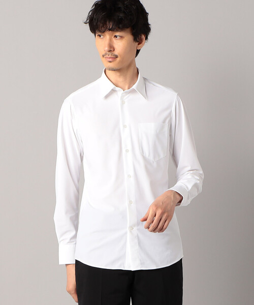 COMME CA MEN(コムサメン)の「トリコット カルゼ SLIM MODEL レギュラーカラーシャツ(シャツ/ブラウス・メンズ・ホワイト・S/M/L)」の1枚目の写真