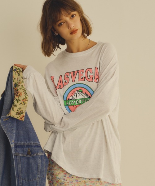 Unitage(ユニテージ)の「LASVEGASロンTEE(Tシャツ/カットソー・レディース・ライトグレー/グリーン・FREE)」の6枚目の写真