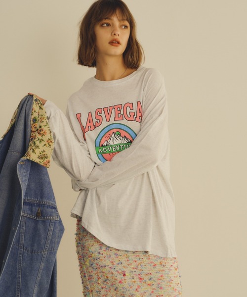 Unitage(ユニテージ)の「LASVEGASロンTEE(Tシャツ/カットソー・レディース・ライトグレー/グリーン・FREE)」の7枚目の写真