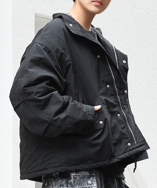 セール】stand collar nylon short mods coat/スタンドカラー ナイロン