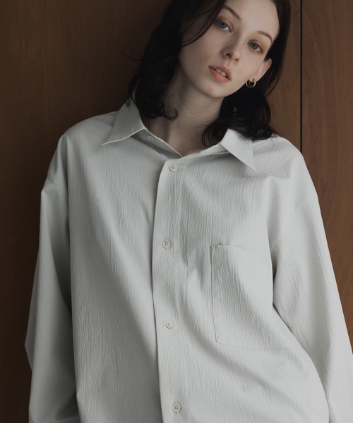 loose Relax crepe over shirt / ルーズリラックス楊柳オーバー