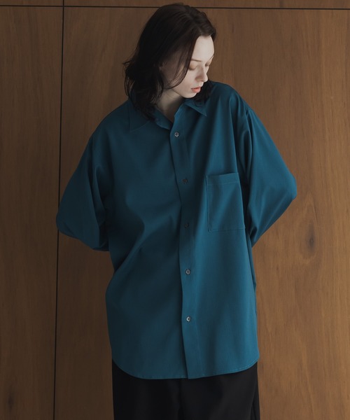 remer（リメール）の「loose Relax crepe over shirt / ルーズリラックス楊柳オーバーシャツ（シャツ/ブラウス・メンズ・チャコールグレー/ブルー/ライトグレー・LARGE/MEDIUM/SMALL/X-SMALL）」の13枚目の写真