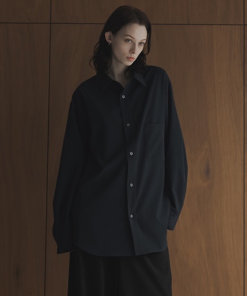 remer（リメール）の「loose Relax crepe over shirt / ルーズリラックス楊柳オーバーシャツ（シャツ/ブラウス・メンズ・チャコールグレー/ブルー/ライトグレー・LARGE/MEDIUM/SMALL/X-SMALL）」の16枚目の写真