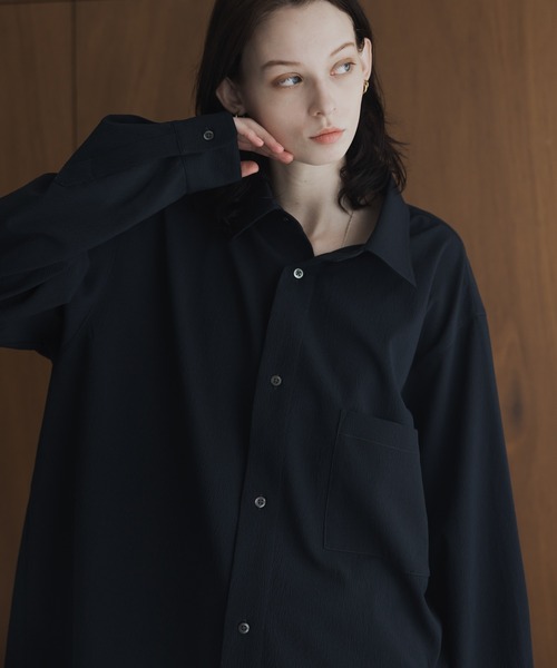 remer（リメール）の「loose Relax crepe over shirt / ルーズリラックス楊柳オーバーシャツ（シャツ/ブラウス・メンズ・チャコールグレー/ブルー/ライトグレー・LARGE/MEDIUM/SMALL/X-SMALL）」の19枚目の写真