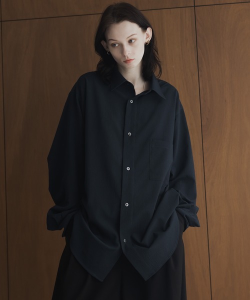 remer（リメール）の「loose Relax crepe over shirt / ルーズリラックス楊柳オーバーシャツ（シャツ/ブラウス・メンズ・チャコールグレー/ブルー/ライトグレー・LARGE/MEDIUM/SMALL/X-SMALL）」の20枚目の写真