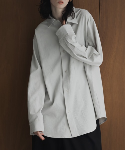 remer（リメール）の「loose Relax crepe over shirt / ルーズリラックス楊柳オーバーシャツ（シャツ/ブラウス・メンズ・チャコールグレー/ブルー/ライトグレー・LARGE/MEDIUM/SMALL/X-SMALL）」の22枚目の写真