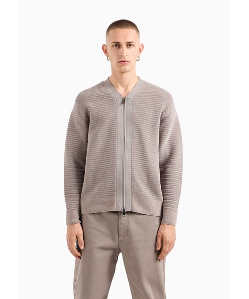 ARMANI EXCHANGE(アルマーニエクスチェンジ)の「【A|X アルマーニ エクスチェンジ】ジャカード ジップアップニットカーディガン(カーディガン/ボレロ・メンズ・グレイッシュベージュ/ネイビー・X-SMALL/X-LARGE/SMALL/MEDIUM/LARGE)」の7枚目の写真