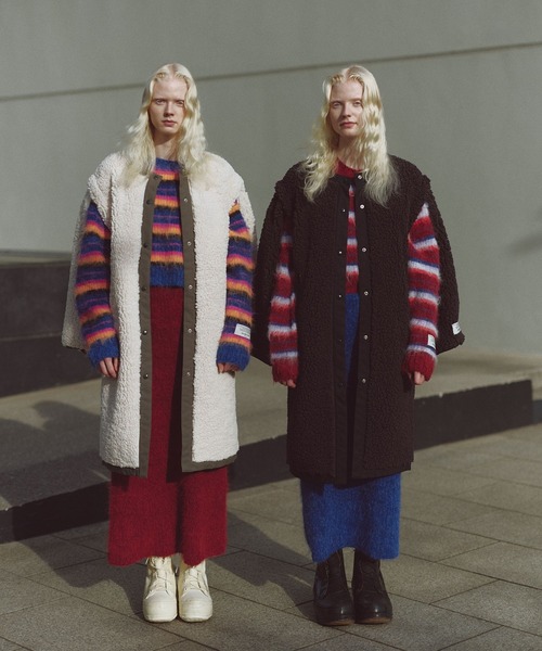 niko and...（ニコアンド）の「【WILLIAM B.ELIOTT】ブラッシュボーダーニットプルオーバー（ニット/セーター・レディース・ブルー/ボルドー・MEDIUM/LARGE）」の4枚目の写真