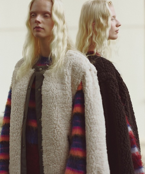 niko and...（ニコアンド）の「【WILLIAM B.ELIOTT】ブラッシュボーダーニットプルオーバー（ニット/セーター・レディース・ブルー/ボルドー・MEDIUM/LARGE）」の5枚目の写真