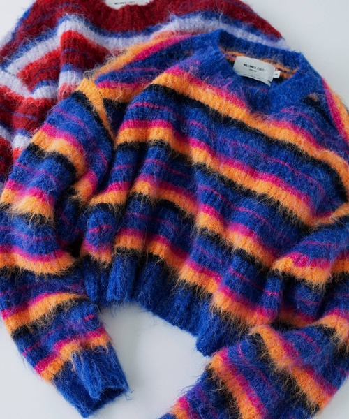 niko and...（ニコアンド）の「【WILLIAM B.ELIOTT】ブラッシュボーダーニットプルオーバー（ニット/セーター・レディース・ブルー/ボルドー・MEDIUM/LARGE）」の7枚目の写真