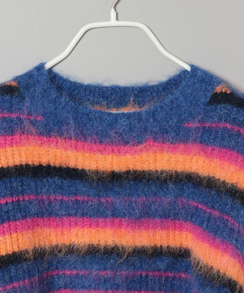 niko and...（ニコアンド）の「【WILLIAM B.ELIOTT】ブラッシュボーダーニットプルオーバー（ニット/セーター・レディース・ブルー/ボルドー・MEDIUM/LARGE）」の9枚目の写真