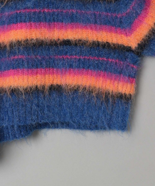 niko and...（ニコアンド）の「【WILLIAM B.ELIOTT】ブラッシュボーダーニットプルオーバー（ニット/セーター・レディース・ブルー/ボルドー・MEDIUM/LARGE）」の12枚目の写真