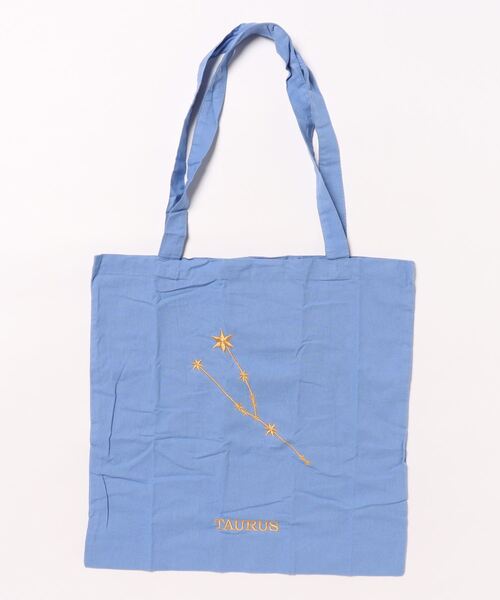 コラボバック❣️ 刺繍トートバッグ 青 チャイハネ】星座刺繍トートバッグ（エコバッグ/サブバッグ