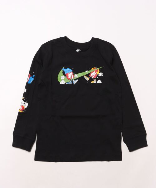 NIKE(ナイキ)の「《NIKEアパレル》K NSW LS TEE BOXY(Tシャツ/カットソー・キッズ・ホワイト系/ブラック・140/130/160/150)」の2枚目の写真