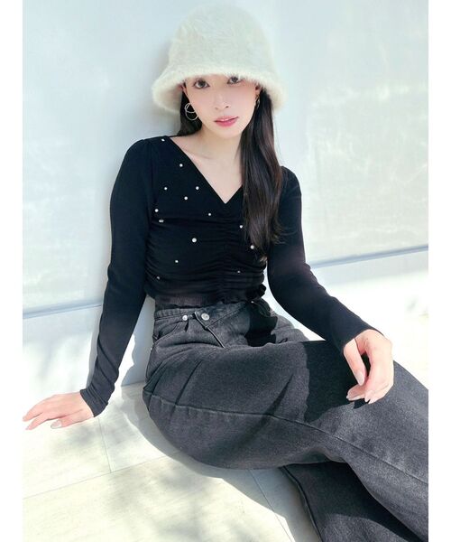 RESEXXY（リゼクシー）の「ギャザービジューニットトップス（ニット