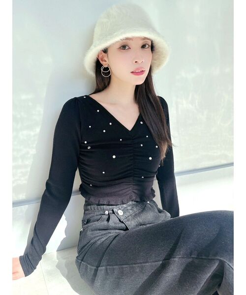 RESEXXY（リゼクシー）の「ギャザービジューニットトップス（ニット