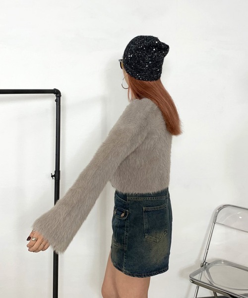 non-hedge(ノンヘッジ)の「シャギーショート丈ニットプルオーバー(ニット/セーター・レディース・モカ/ワインレッド/ブラック/オフホワイト・FREE)」の17枚目の写真