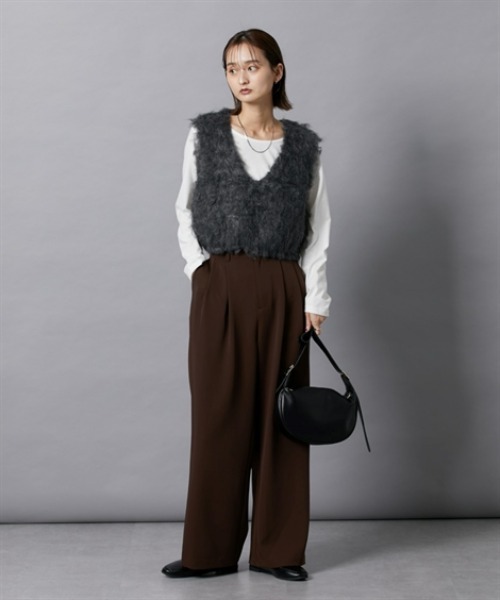 nissen（ニッセン）の「シャギーニットベスト（ベスト・レディース・杢グレー/チャコールグレー/ベージュ・M）」の8枚目の写真