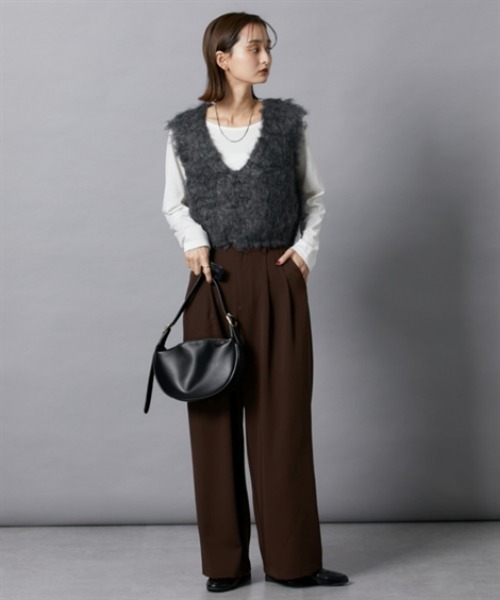 nissen（ニッセン）の「シャギーニットベスト（ベスト・レディース・杢グレー/チャコールグレー/ベージュ・M）」の10枚目の写真