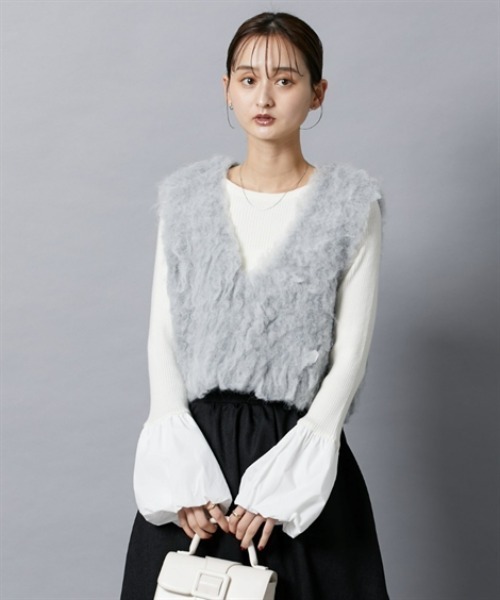 nissen（ニッセン）の「シャギーニットベスト（ベスト・レディース・杢グレー/チャコールグレー/ベージュ・M）」の13枚目の写真