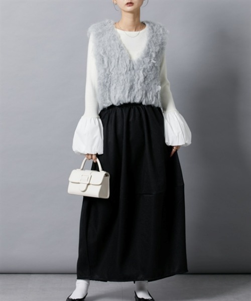 nissen（ニッセン）の「シャギーニットベスト（ベスト・レディース・杢グレー/チャコールグレー/ベージュ・M）」の14枚目の写真