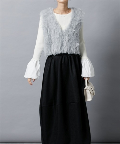 nissen（ニッセン）の「シャギーニットベスト（ベスト・レディース・杢グレー/チャコールグレー/ベージュ・M）」の16枚目の写真