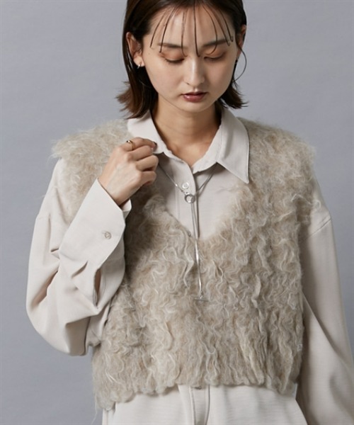 nissen（ニッセン）の「シャギーニットベスト（ベスト・レディース・杢グレー/チャコールグレー/ベージュ・M）」の18枚目の写真