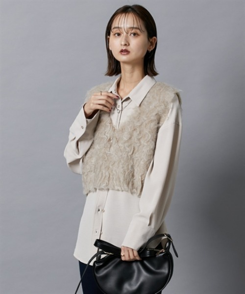 nissen（ニッセン）の「シャギーニットベスト（ベスト・レディース・杢グレー/チャコールグレー/ベージュ・M）」の19枚目の写真