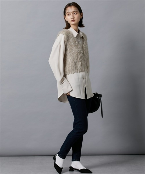 nissen（ニッセン）の「シャギーニットベスト（ベスト・レディース・杢グレー/チャコールグレー/ベージュ・M）」の21枚目の写真