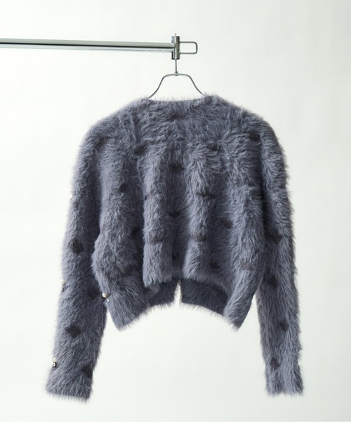 JilLA（ジルア）の「Short Shaggy Cardigan / ショート丈シャギーカーディガン（カーディガン/ボレロ・レディース・ブラック/ホワイト/グレー・FREE）」の4枚目の写真