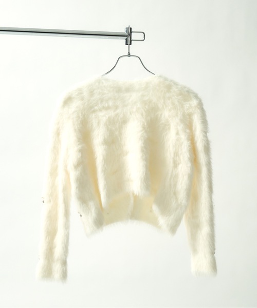 JilLA（ジルア）の「Short Shaggy Cardigan / ショート丈シャギーカーディガン（カーディガン/ボレロ・レディース・ブラック/ホワイト/グレー・FREE）」の8枚目の写真