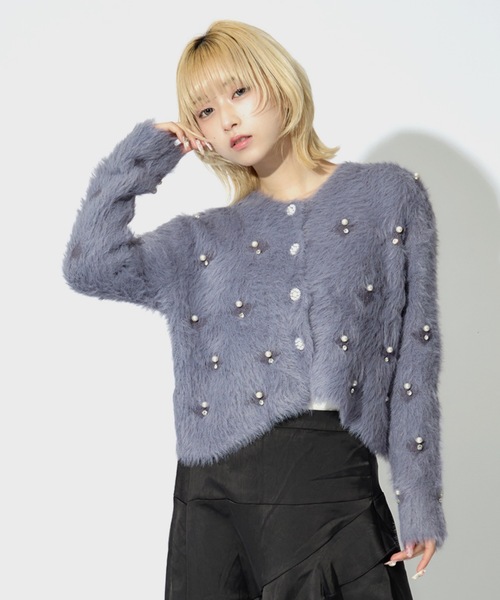 JilLA（ジルア）の「Short Shaggy Cardigan / ショート丈シャギーカーディガン（カーディガン/ボレロ・レディース・ブラック/ホワイト/グレー・FREE）」の20枚目の写真
