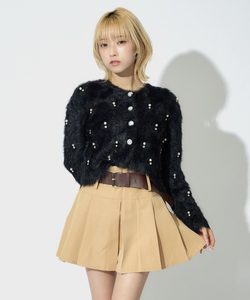 JilLA（ジルア）の「Short Shaggy Cardigan / ショート丈シャギーカーディガン（カーディガン/ボレロ・レディース・ブラック/ホワイト/グレー・FREE）」の15枚目の写真