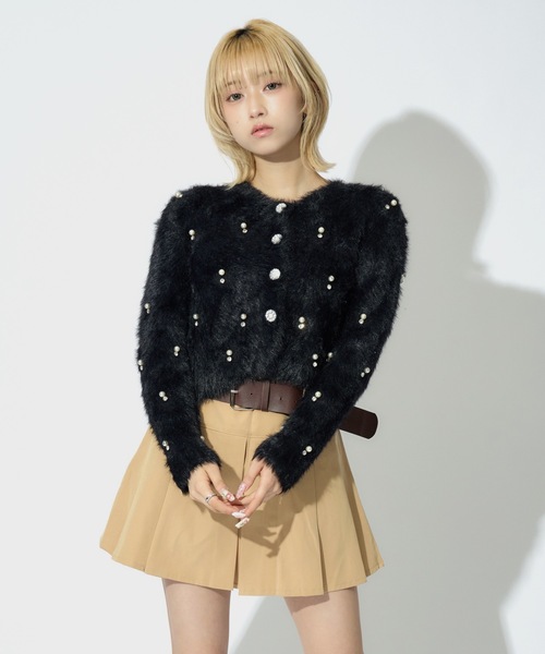JilLA（ジルア）の「Short Shaggy Cardigan / ショート丈シャギーカーディガン（カーディガン/ボレロ・レディース・ブラック/ホワイト/グレー・FREE）」の16枚目の写真