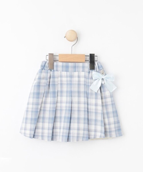 SHOO・LA・RUE（シューラルー）の「【110-140cm】チャーム付きチェックプリーツスカパン（スカート・キッズ・グレー系2/サックスブルー系2/パープル系1・13/14/15 /10/11/12）」の4枚目の写真